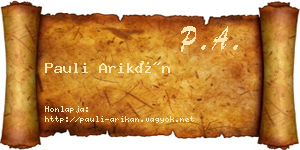 Pauli Arikán névjegykártya